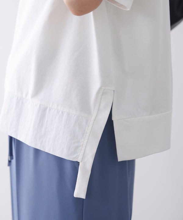 刺繍アンダーファスナーTシャツ