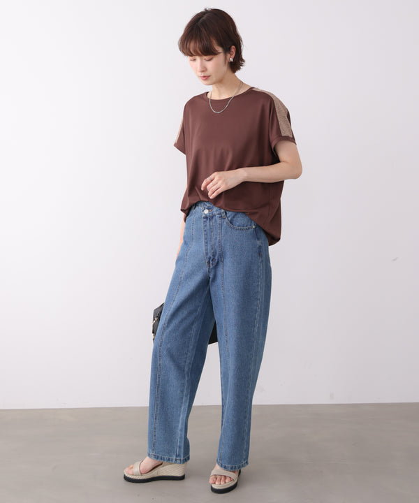 肩ラメラインＴシャツ