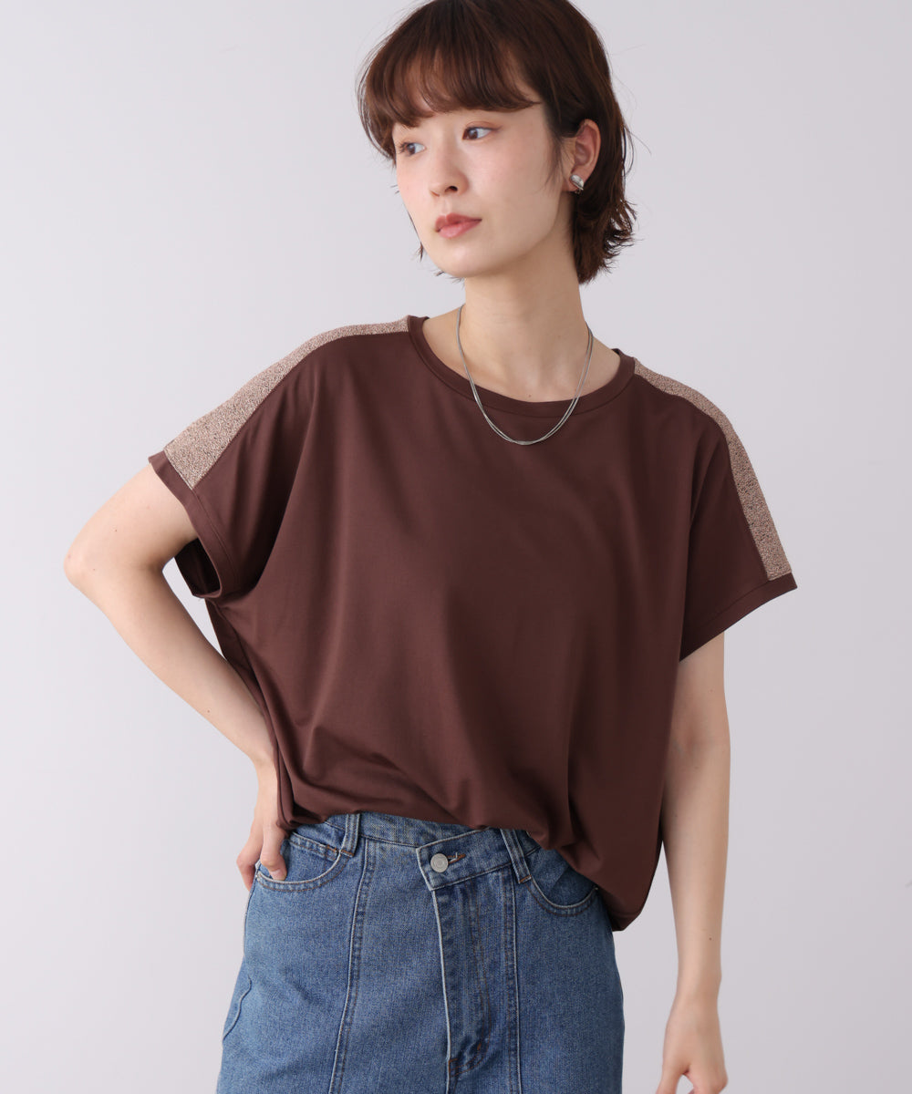 肩ラメラインＴシャツ