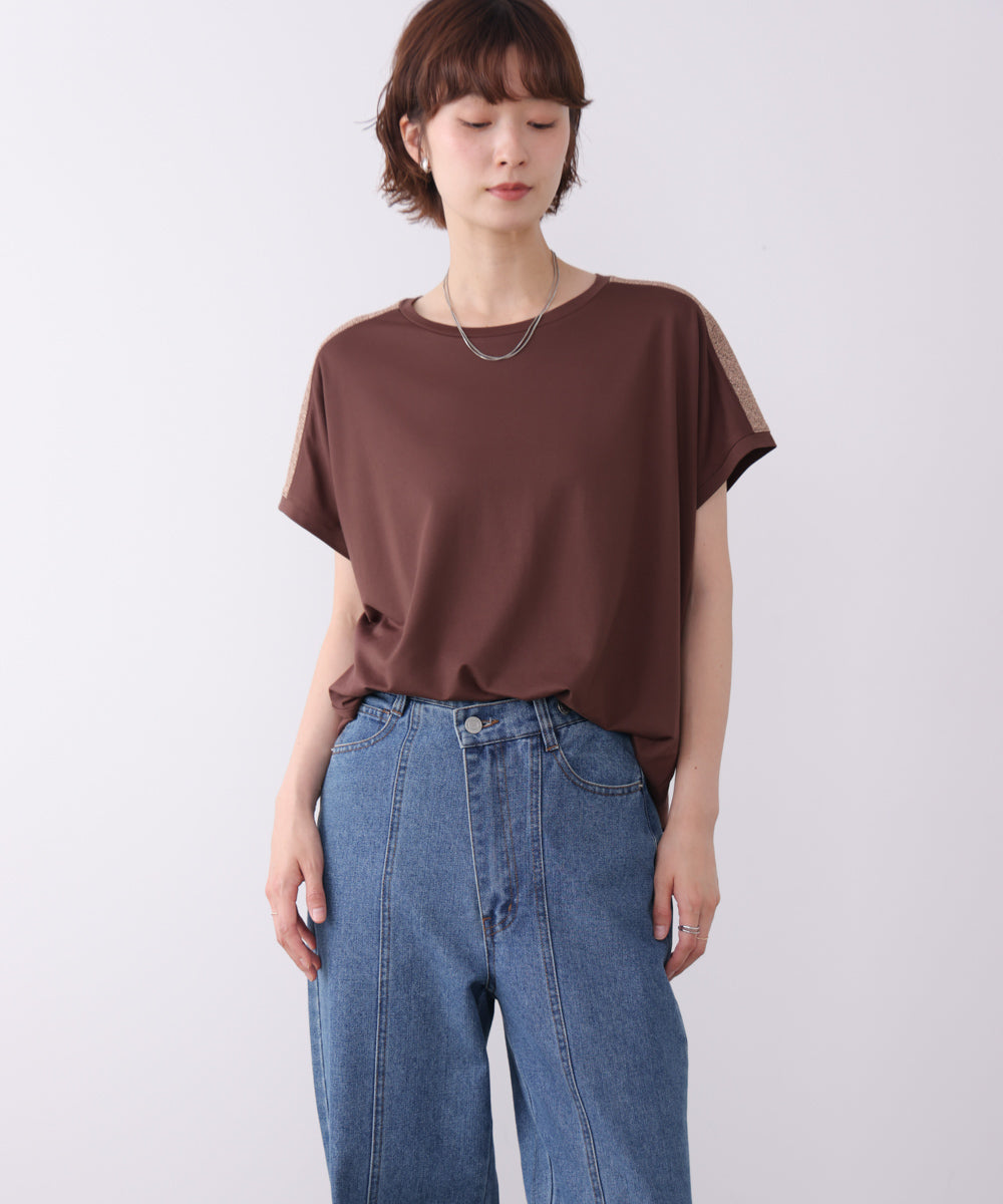 肩ラメラインＴシャツ