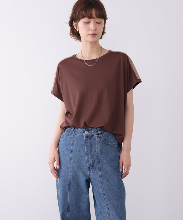 肩ラメラインＴシャツ
