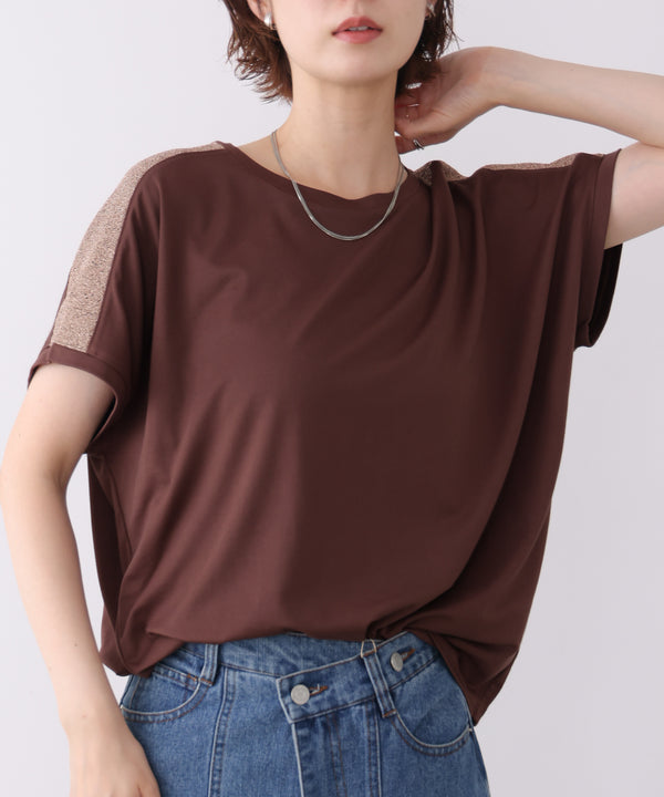 肩ラメラインＴシャツ