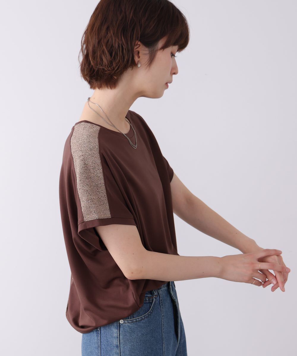 肩ラメラインＴシャツ