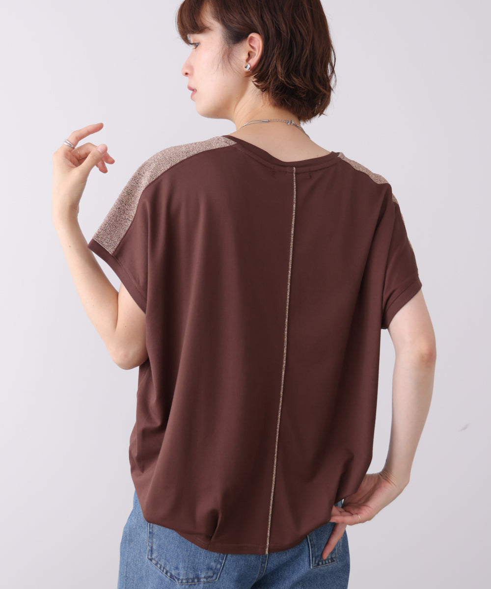 肩ラメラインＴシャツ