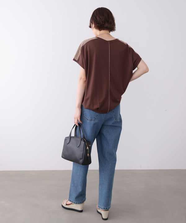 肩ラメラインＴシャツ