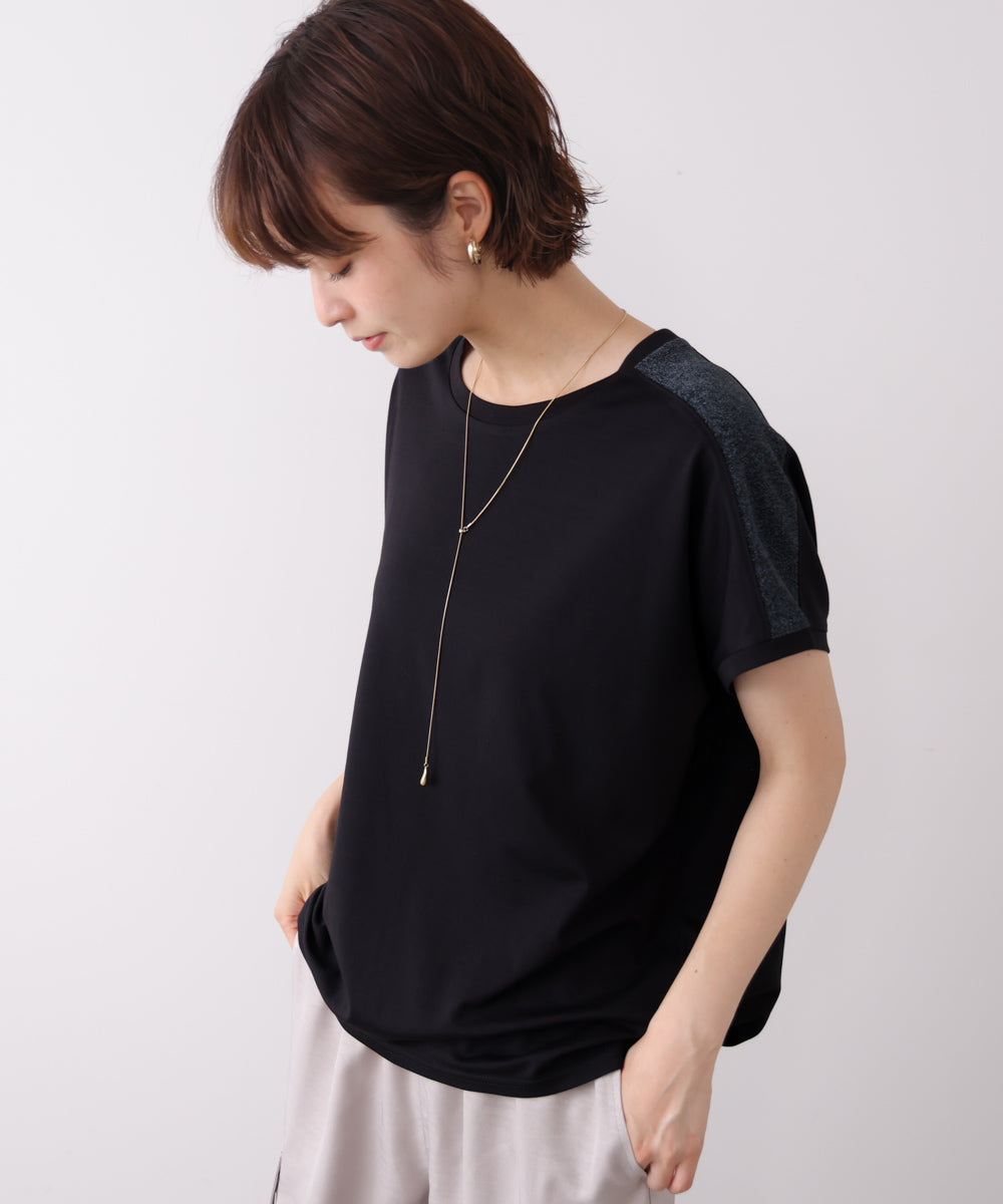 肩ラメラインＴシャツ