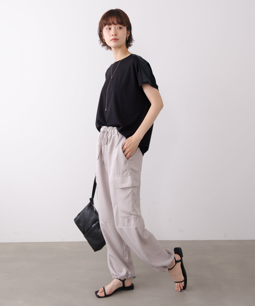 肩ラメラインＴシャツ