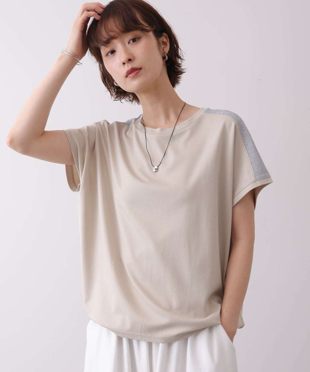 肩ラメラインＴシャツ