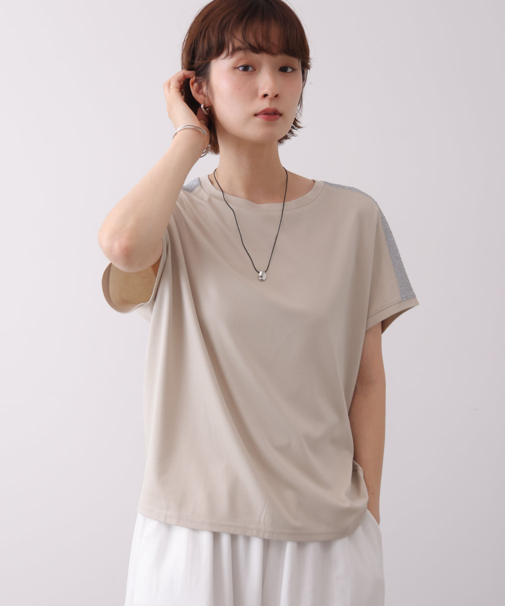 肩ラメラインＴシャツ