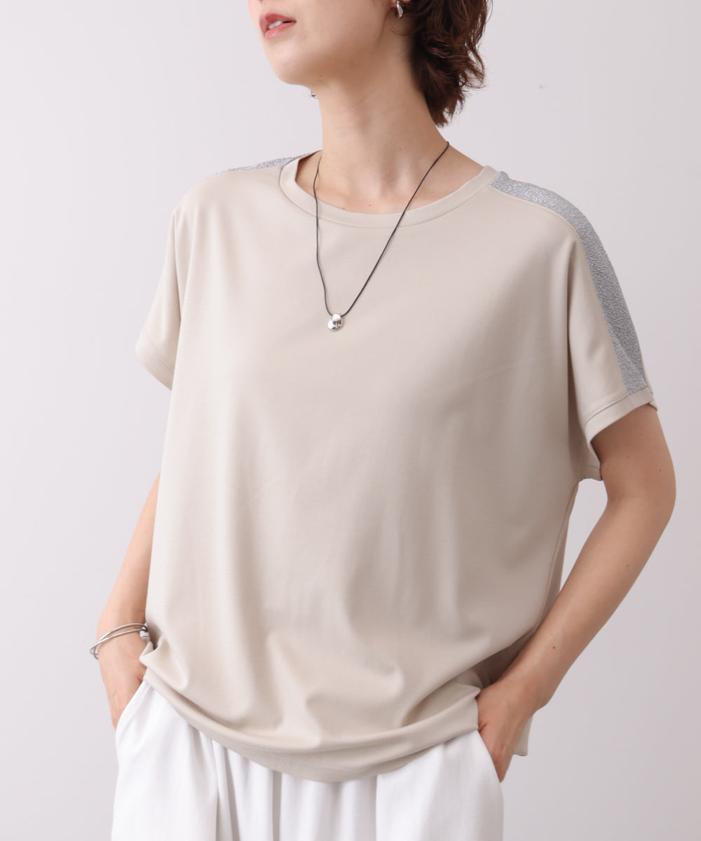 肩ラメラインＴシャツ