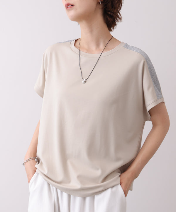 肩ラメラインＴシャツ
