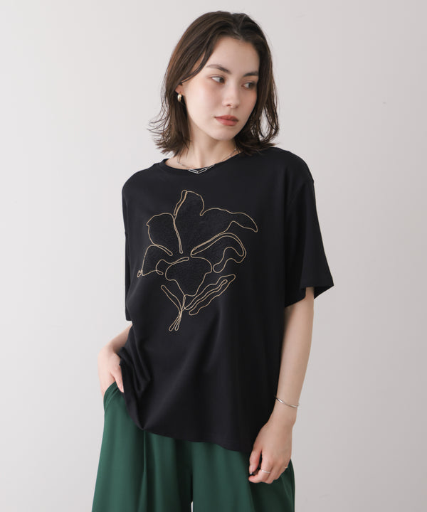 アートフラワーモチーフTシャツ［8/7発送予定］