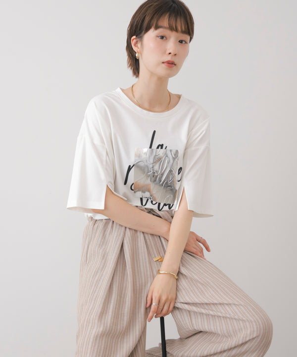 箔エンボス五分袖Tシャツ［8/21発送予定］