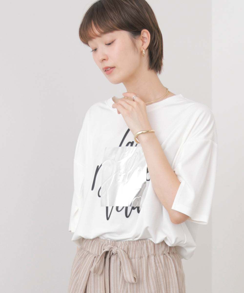 箔エンボス五分袖Tシャツ［8/21発送予定］