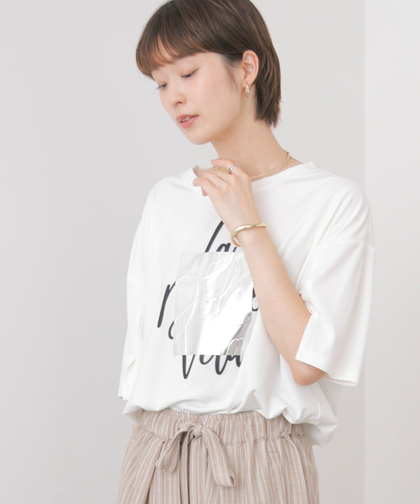 箔エンボス五分袖Tシャツ［8/21発送予定］