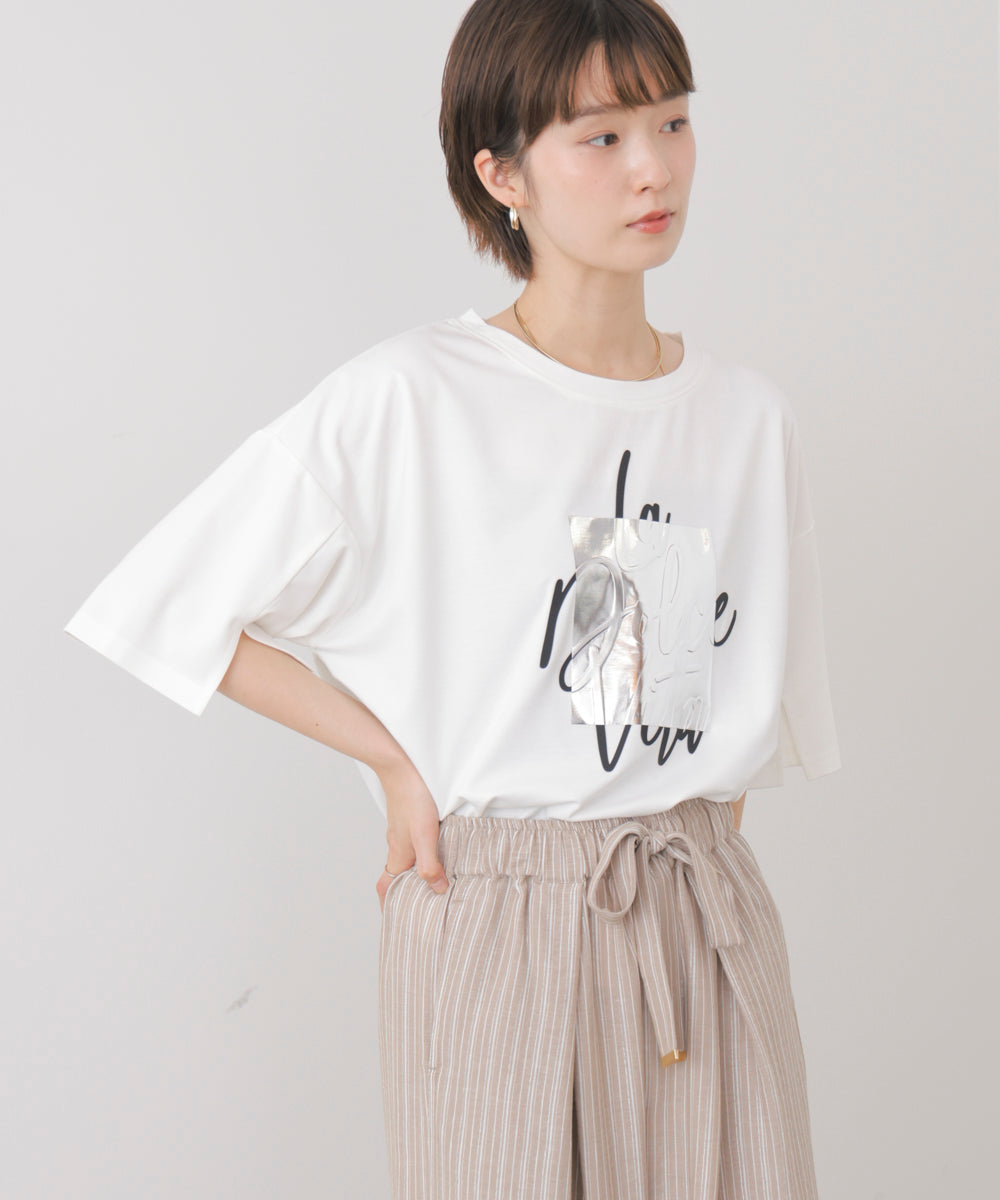 箔エンボス五分袖Tシャツ［8/21発送予定］