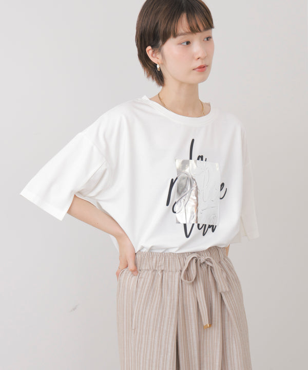 箔エンボス五分袖Tシャツ［8/21発送予定］