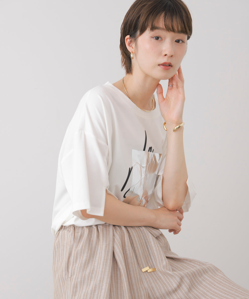 箔エンボス五分袖Tシャツ［8/21発送予定］