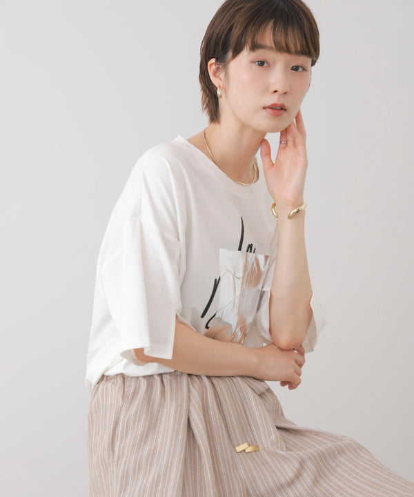 箔エンボス五分袖Tシャツ［8/21発送予定］