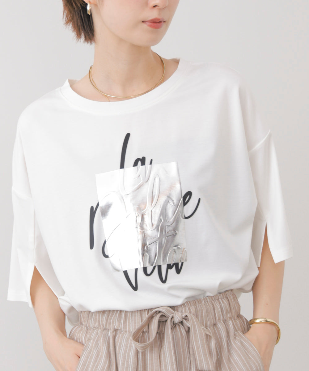 箔エンボス五分袖Tシャツ［8/21発送予定］