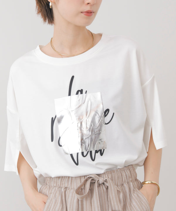 箔エンボス五分袖Tシャツ［8/21発送予定］