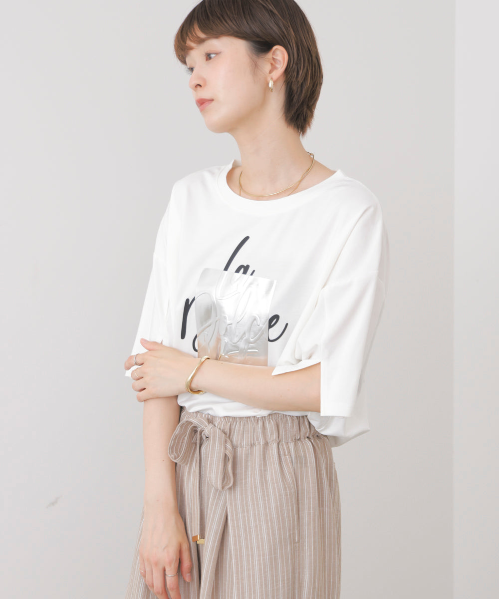 箔エンボス五分袖Tシャツ［8/21発送予定］