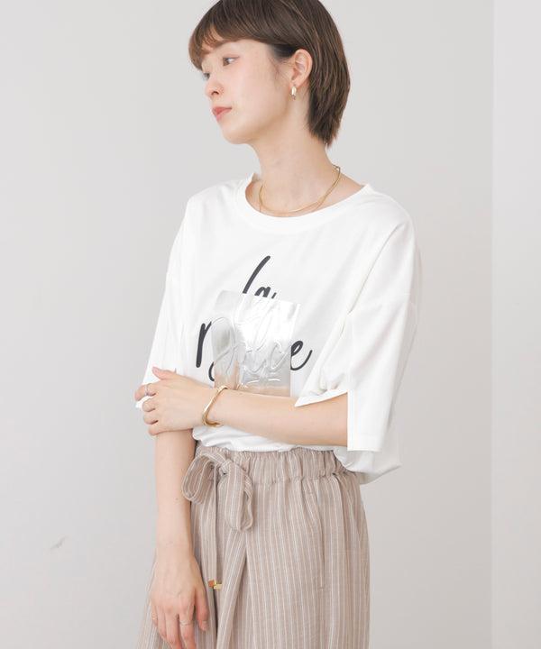 箔エンボス五分袖Tシャツ［8/21発送予定］