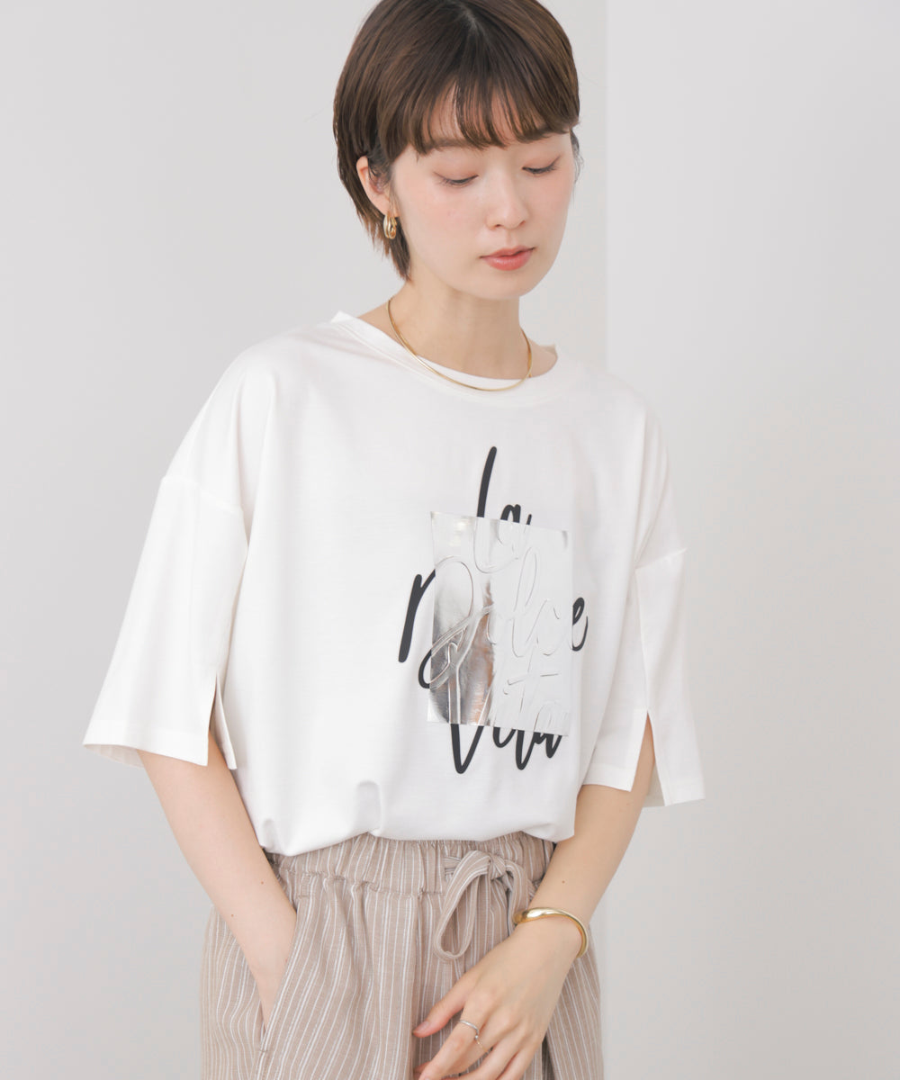 箔エンボス五分袖Tシャツ［8/21発送予定］