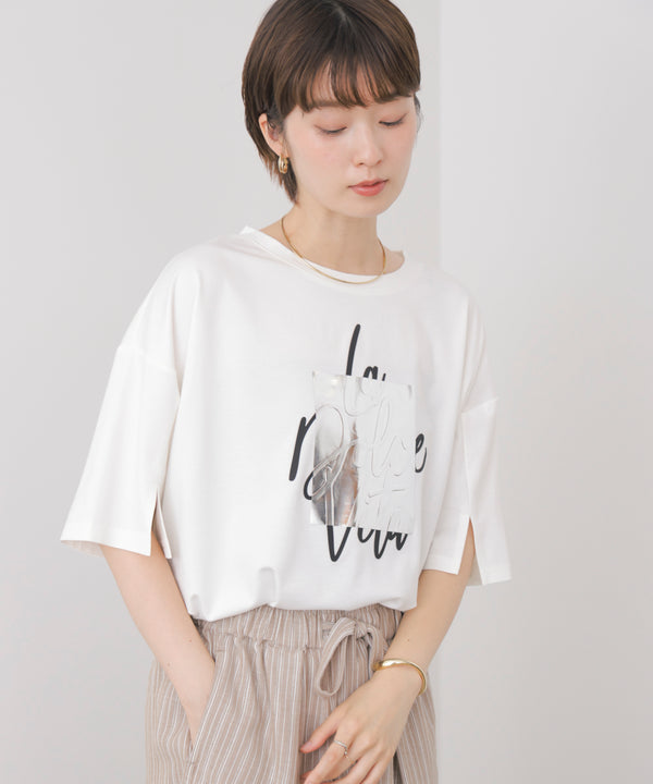箔エンボス五分袖Tシャツ［8/21発送予定］