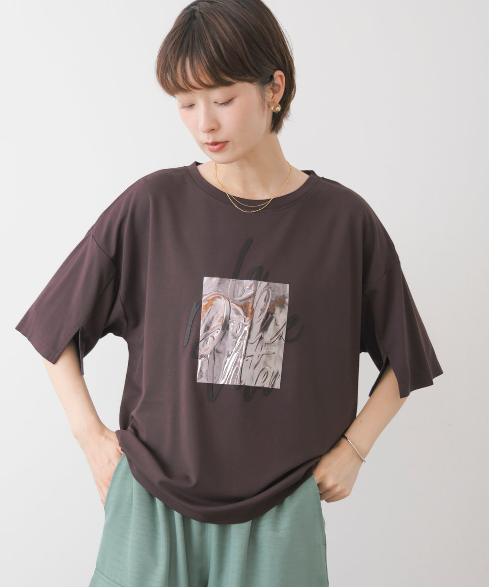 箔エンボス五分袖Tシャツ［8/21発送予定］