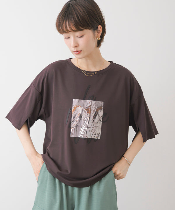 箔エンボス五分袖Tシャツ［8/21発送予定］