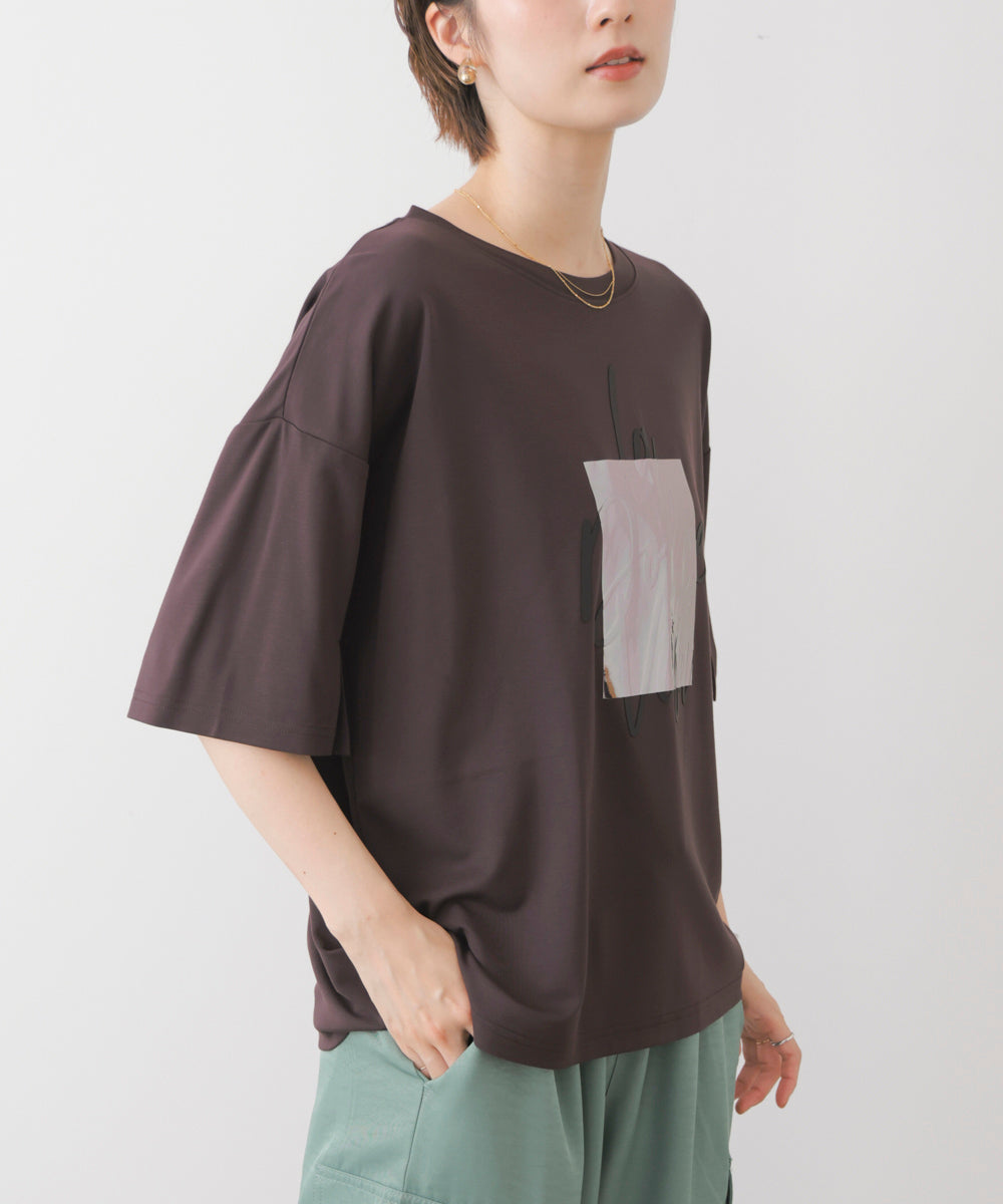 箔エンボス五分袖Tシャツ［8/21発送予定］