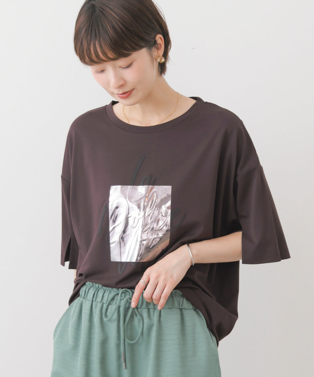 箔エンボス五分袖Tシャツ［8/21発送予定］