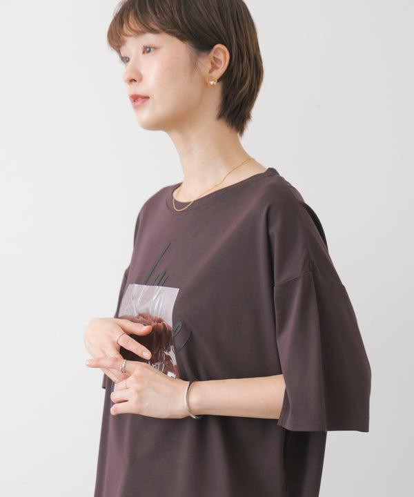 箔エンボス五分袖Tシャツ［8/21発送予定］