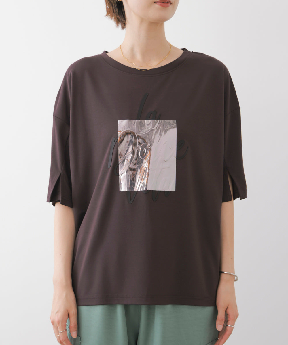 箔エンボス五分袖Tシャツ［8/21発送予定］
