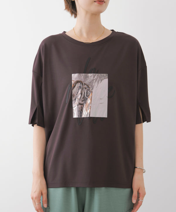 箔エンボス五分袖Tシャツ［8/21発送予定］