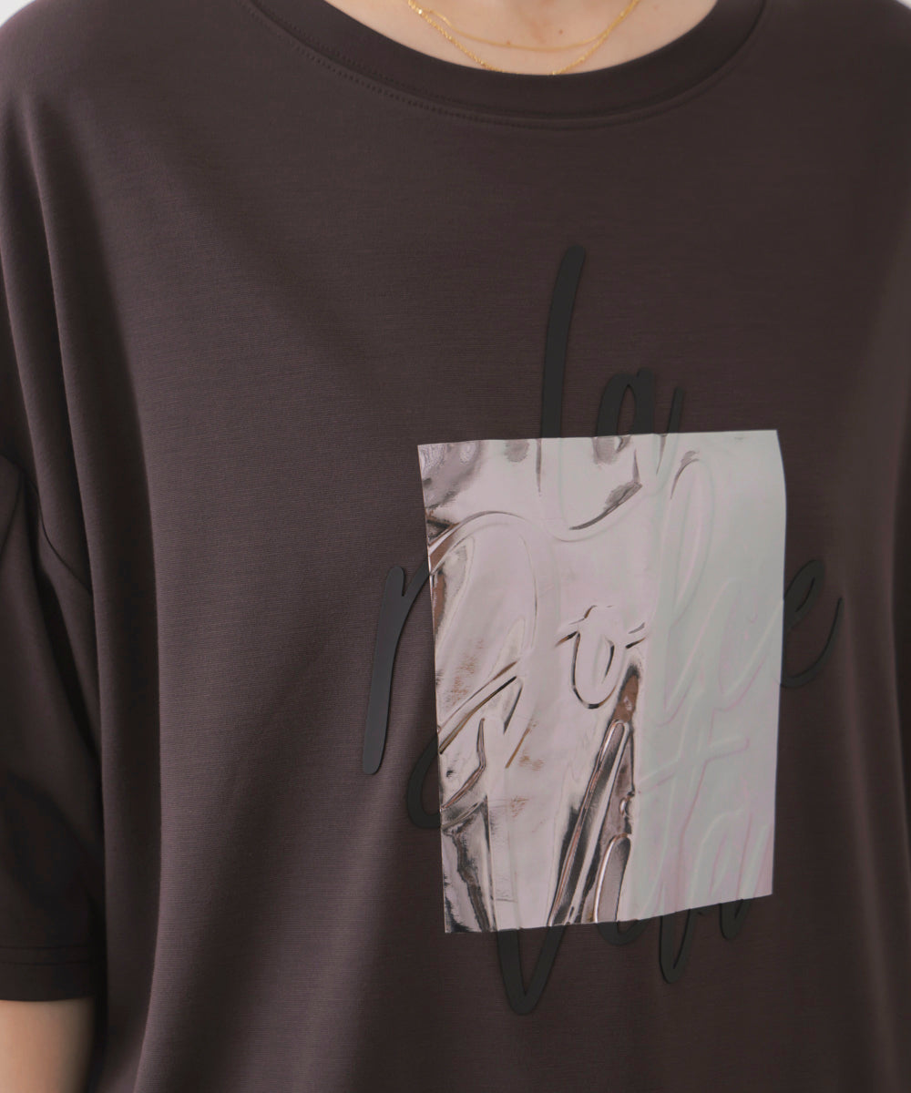 箔エンボス五分袖Tシャツ［8/21発送予定］