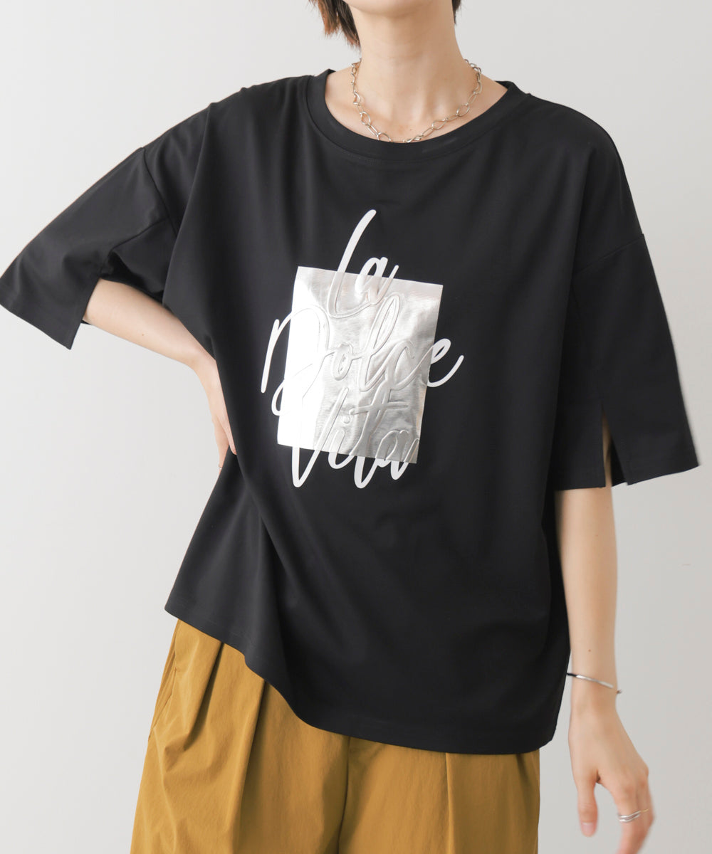 箔エンボス五分袖Tシャツ［8/21発送予定］