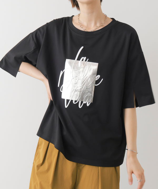 箔エンボス五分袖Tシャツ［8/21発送予定］