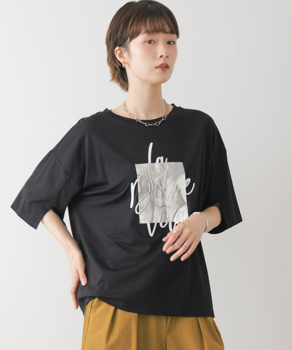 箔エンボス五分袖Tシャツ［8/21発送予定］