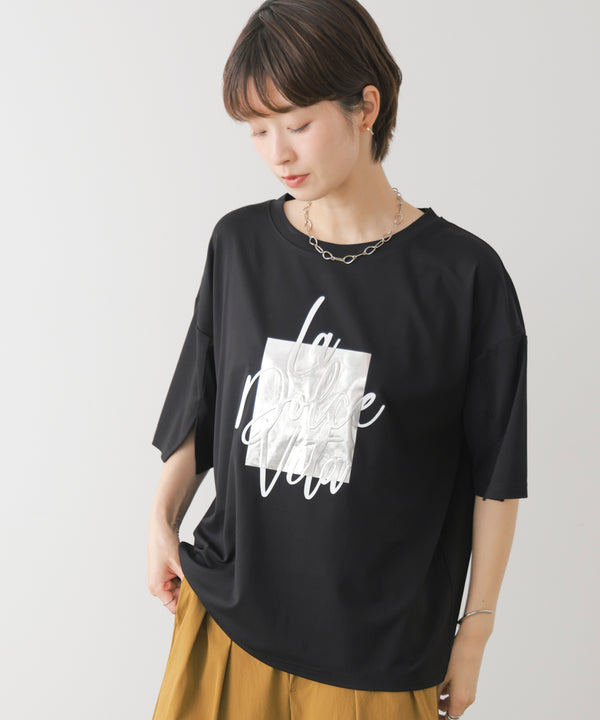 箔エンボス五分袖Tシャツ［8/21発送予定］
