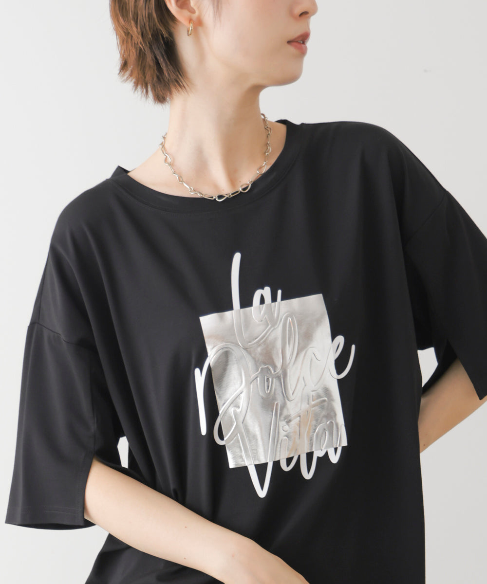 箔エンボス五分袖Tシャツ［8/21発送予定］