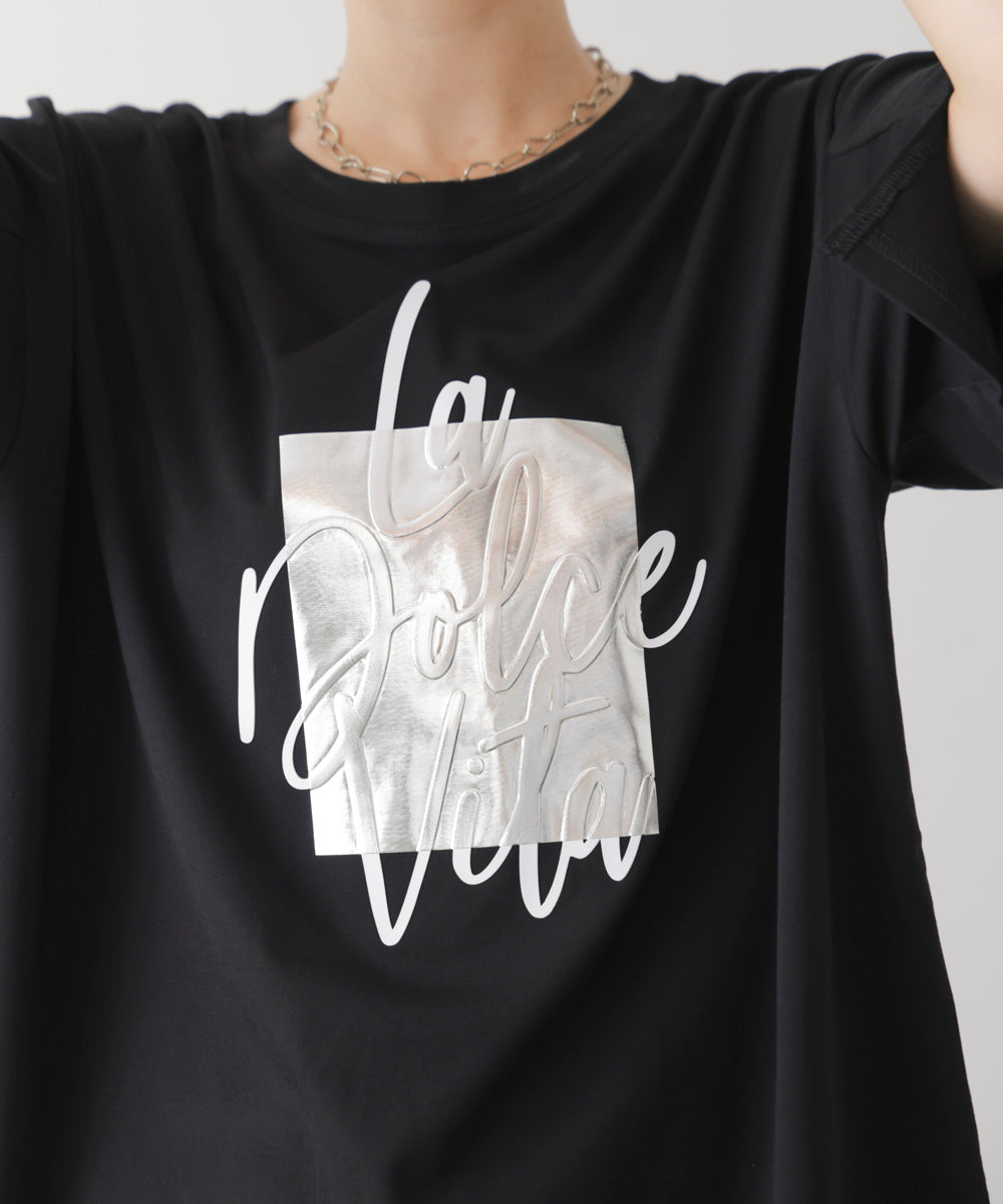 箔エンボス五分袖Tシャツ［8/21発送予定］
