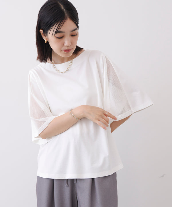 メッシュ切替カットソー