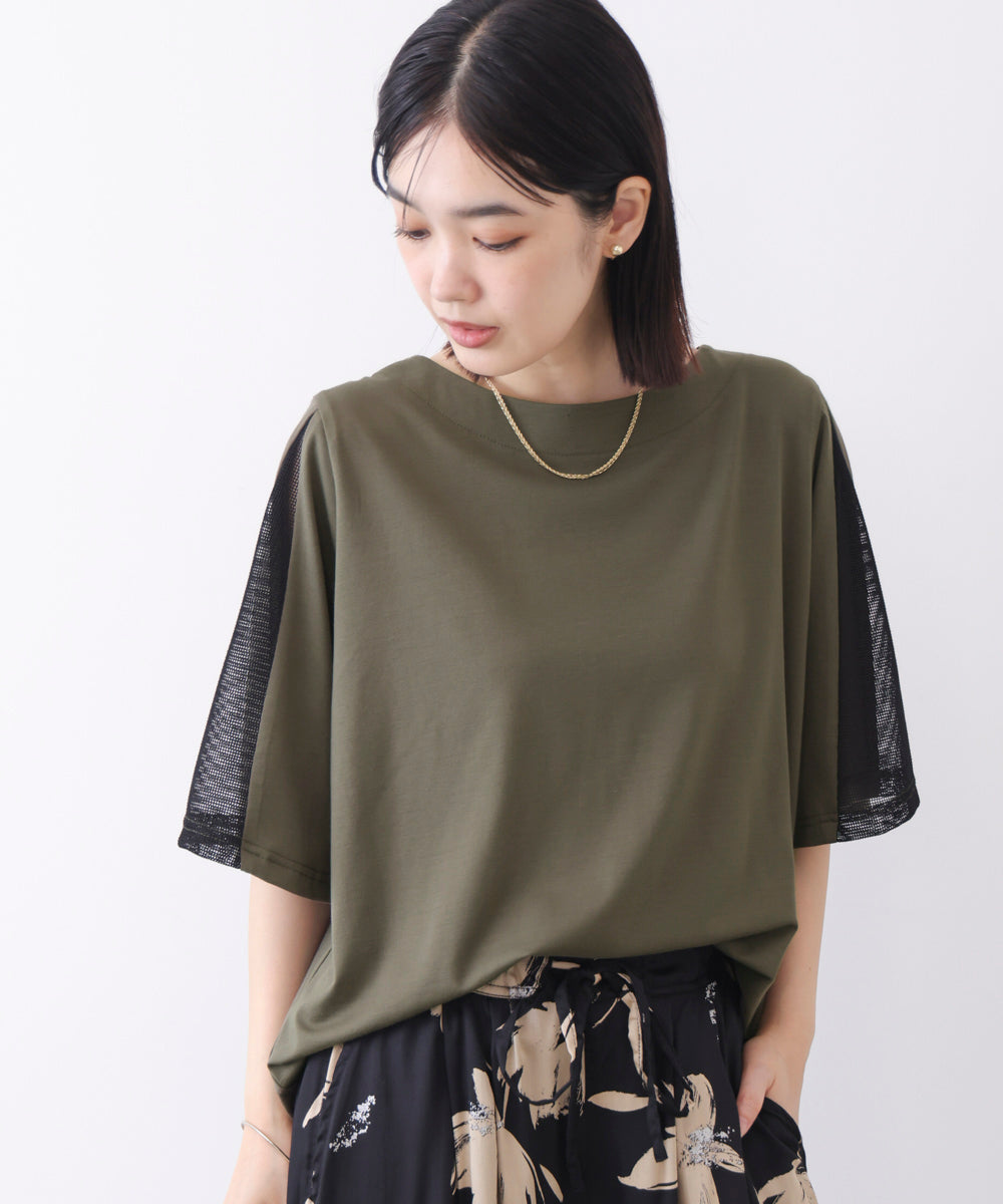 メッシュ切替カットソー