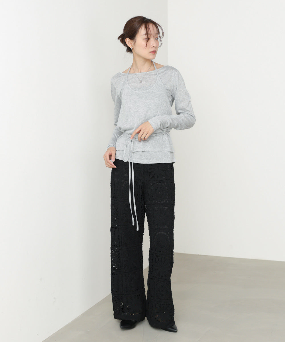 ホルターレイヤードカットソー