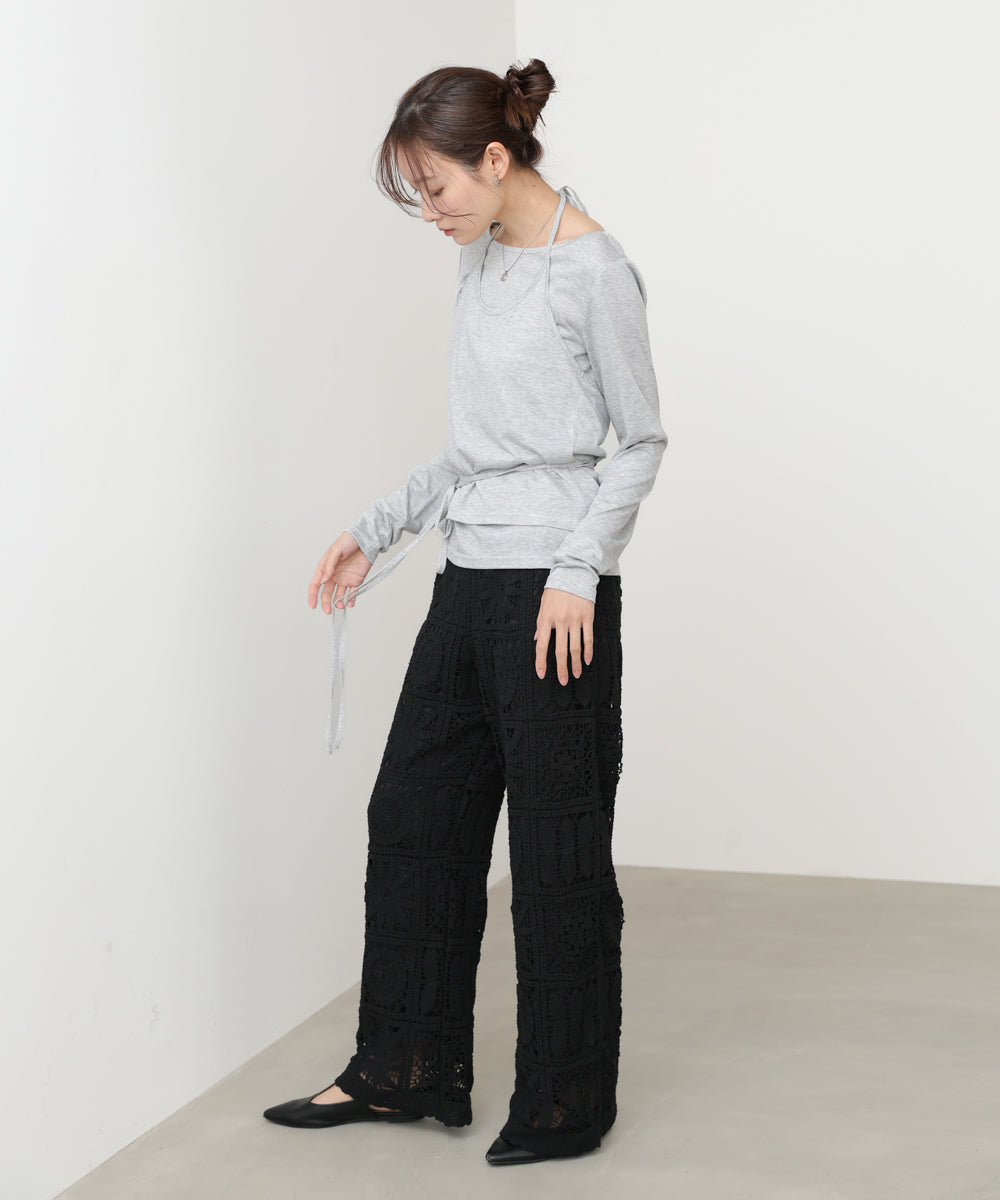 ホルターレイヤードカットソー