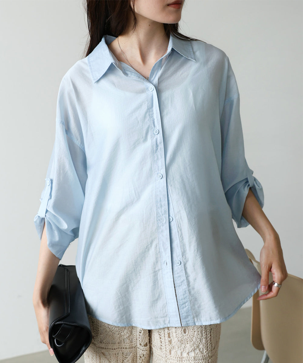 ロールアップスリーブブラウス
