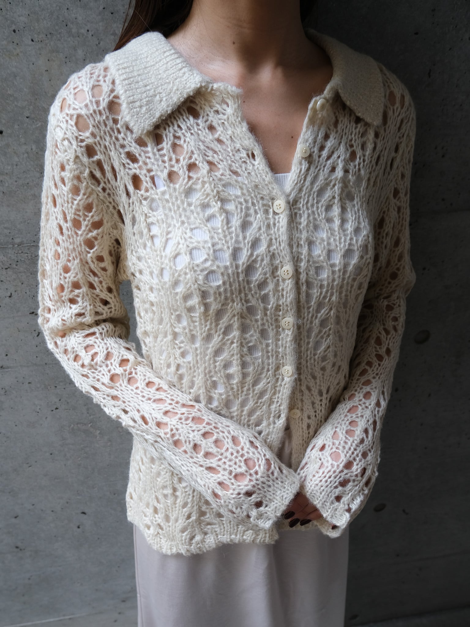 MOHAIR POLO KNIT CD(ﾓﾍｱﾎﾟﾛﾆｯﾄｶｰﾃﾞ)