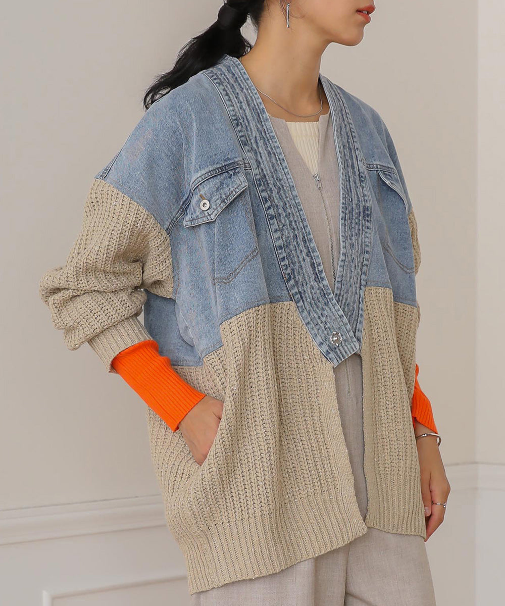 [WEB限定]デニム×ネップニットカーディガン